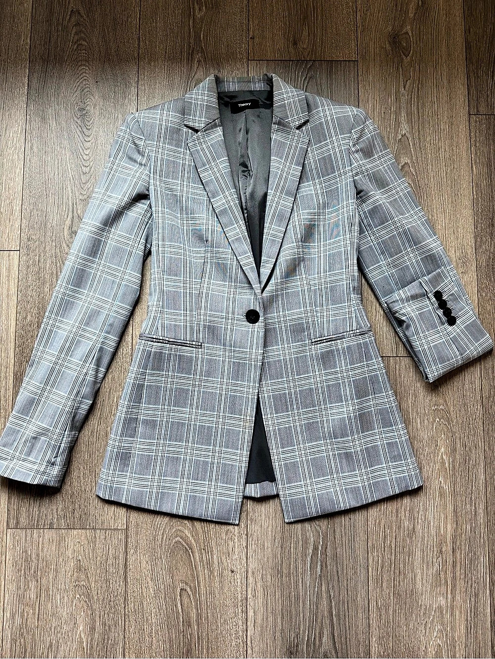 Theory Plaid Blazer Size 0 Virgin Wool